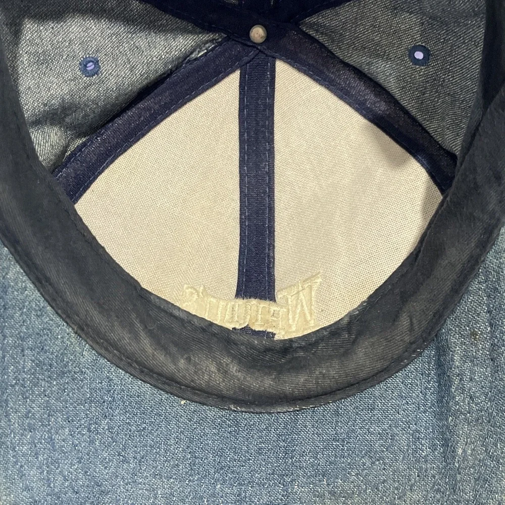 VTG Wendys Fast Food Restaurant Uniform Blue Denim Baseball Cap Hat Snapback